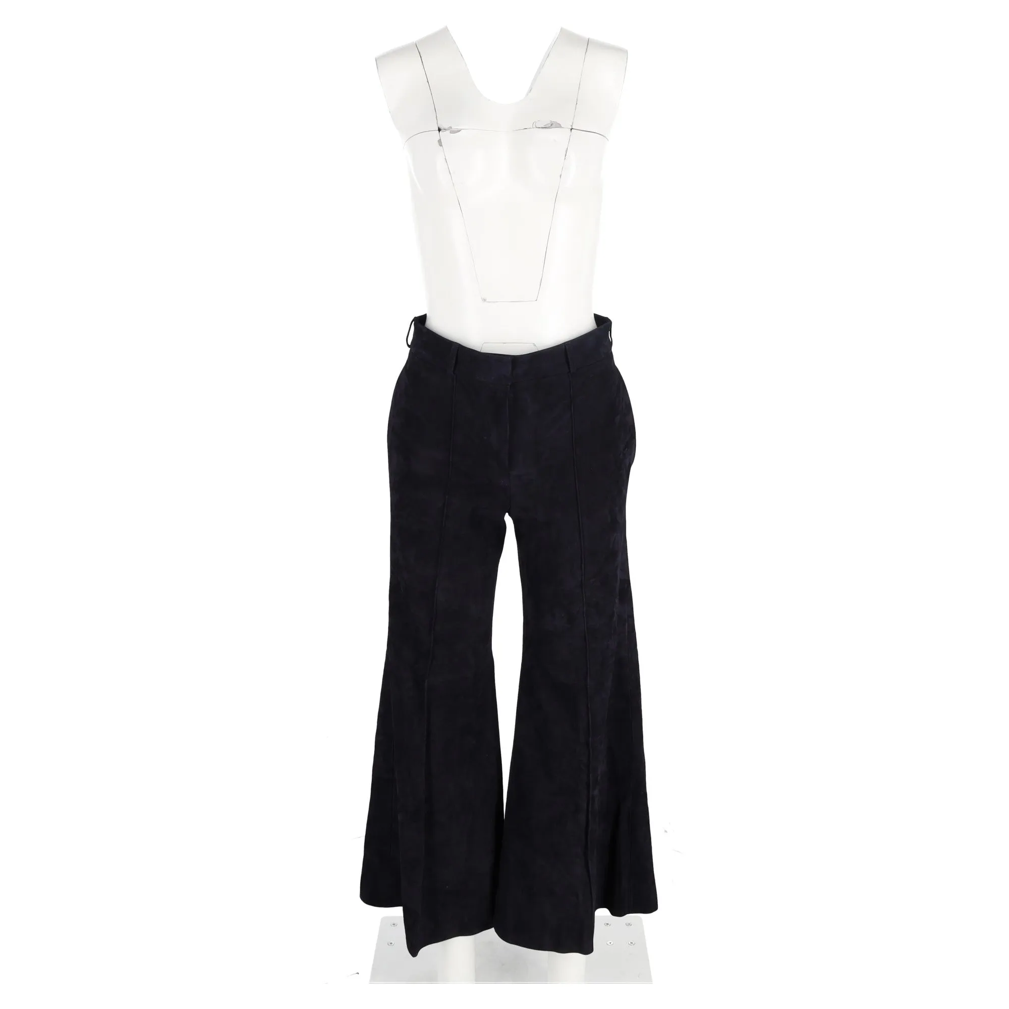 Pantalon cloche à taille haute Khaite en daim noir