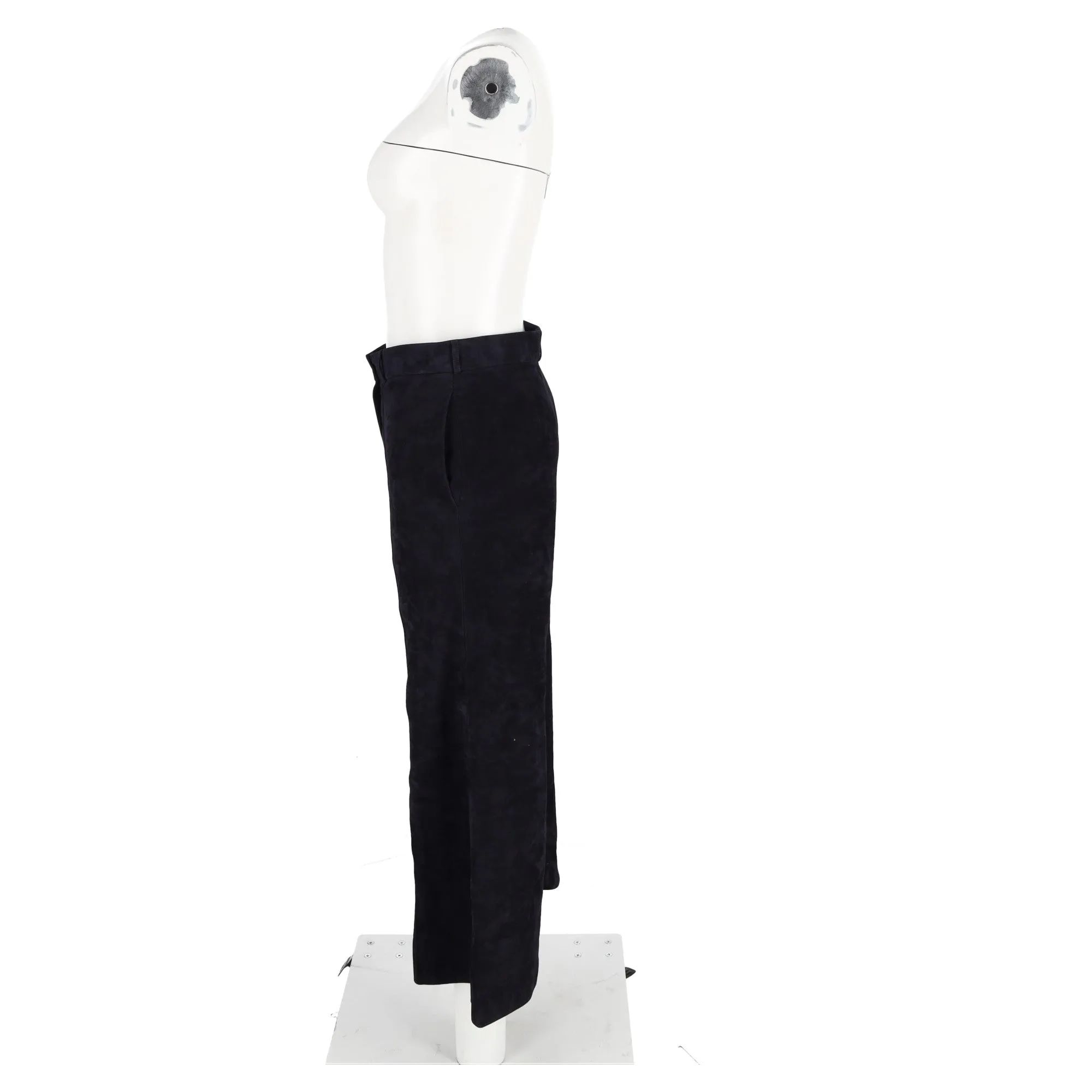 Pantalon cloche à taille haute Khaite en daim noir