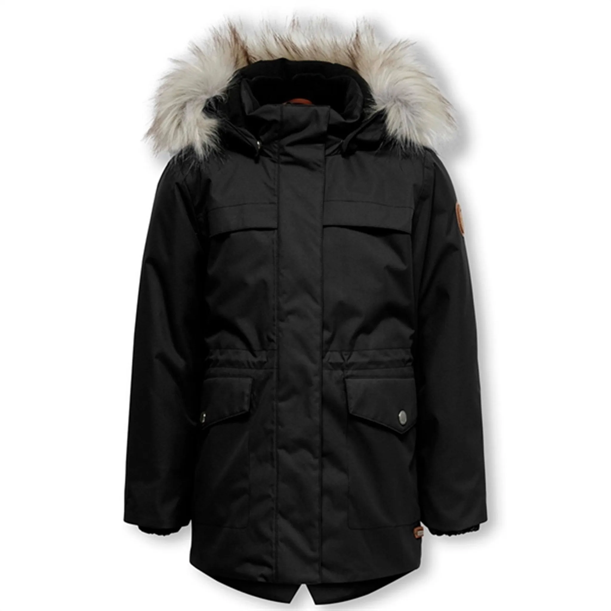 Parka imperméable en fourrure Newliva noir pour enfants uniquement