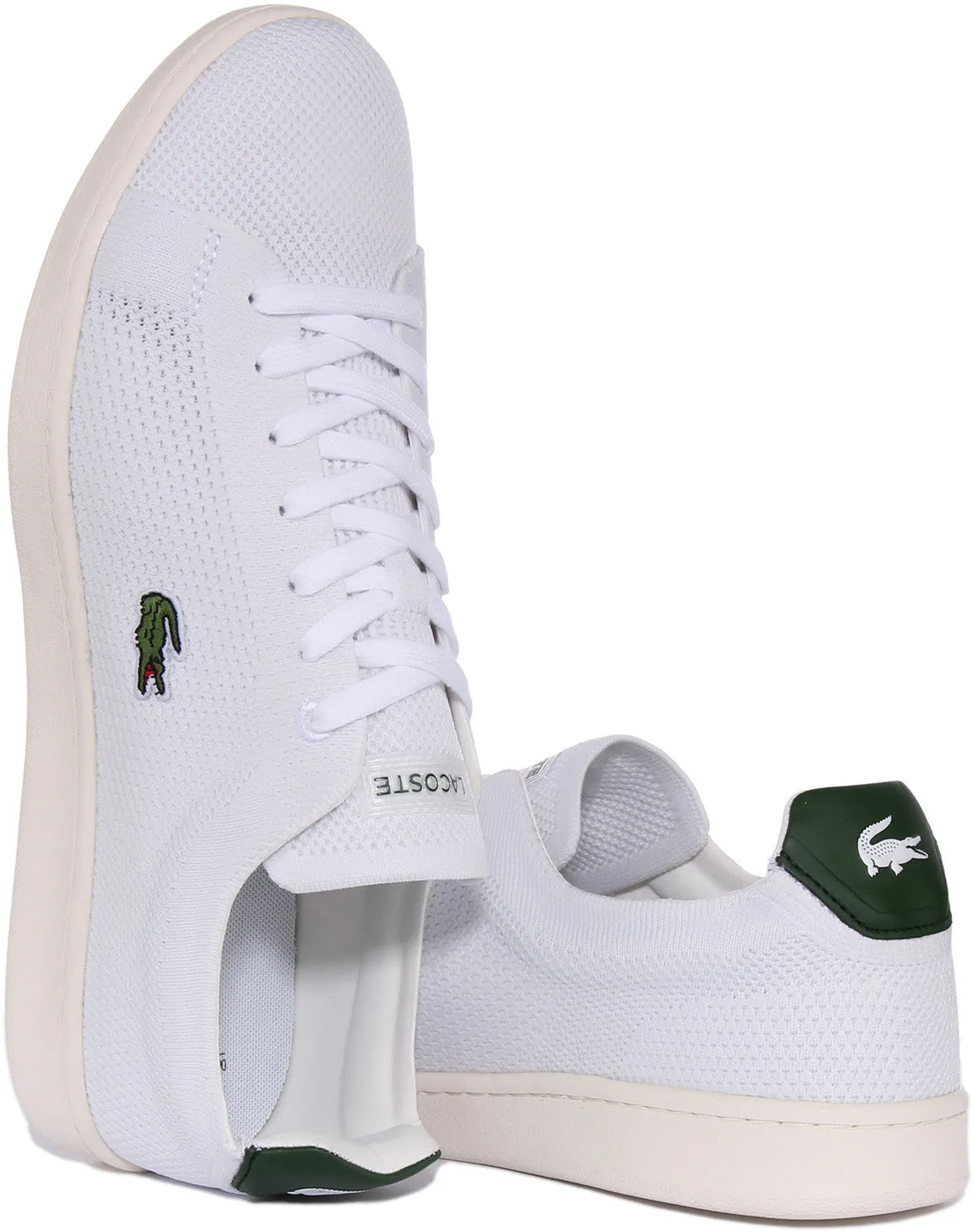 Lacoste Carnaby Piqué en Blanc et Vert pour Homme Chaussures Lacoste