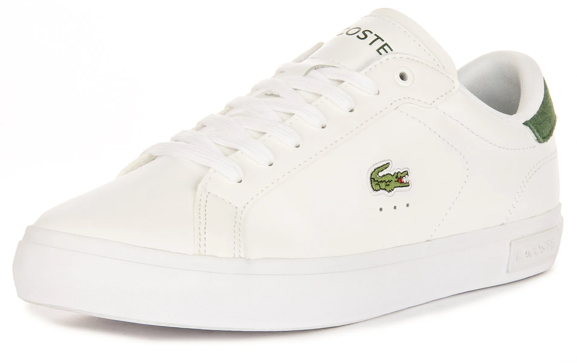 Lacoste Powercourt en blanc et vert pour hommes Chaussures Lacoste