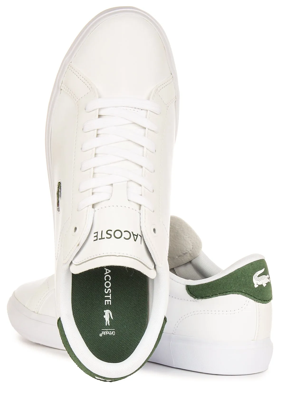 Lacoste Powercourt en blanc et vert pour hommes Chaussures Lacoste