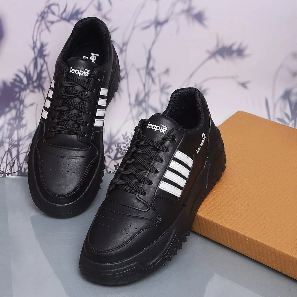 Baskets décontractées à lacets noires Leap7x pour hommes JAXER-1E par Liberty