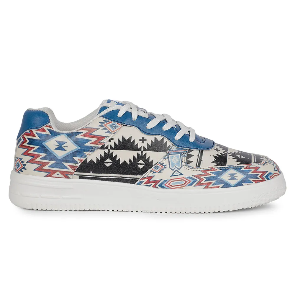 Baskets décontractées Liberty MJH-M04 pour homme en toile himalayenne blanche imprimée à laçage Leap7x
