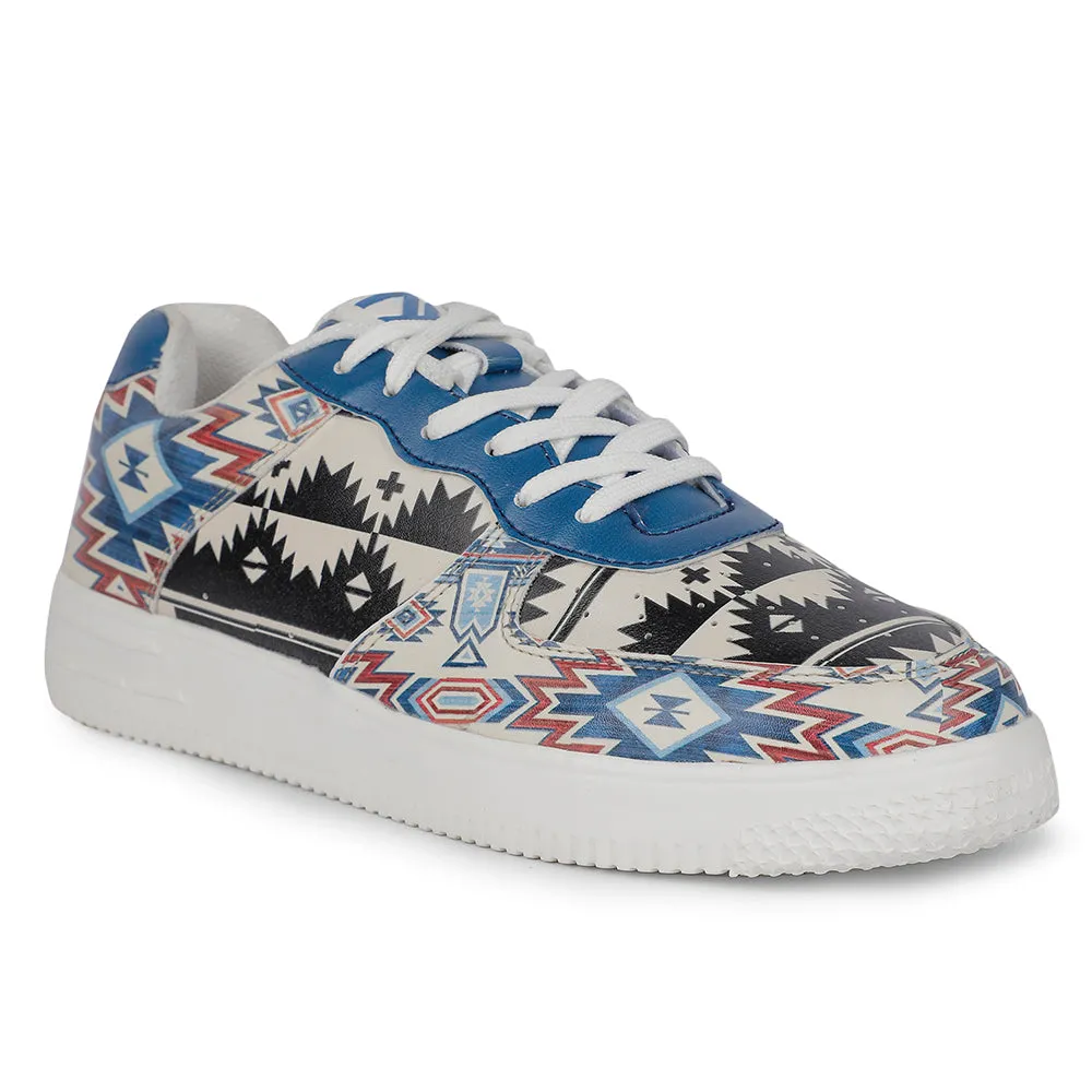 Baskets décontractées Liberty MJH-M04 pour homme en toile himalayenne blanche imprimée à laçage Leap7x