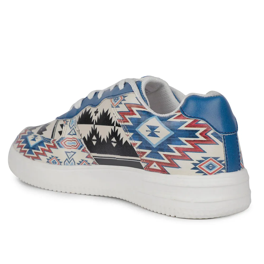 Baskets décontractées Liberty MJH-M04 pour homme en toile himalayenne blanche imprimée à laçage Leap7x