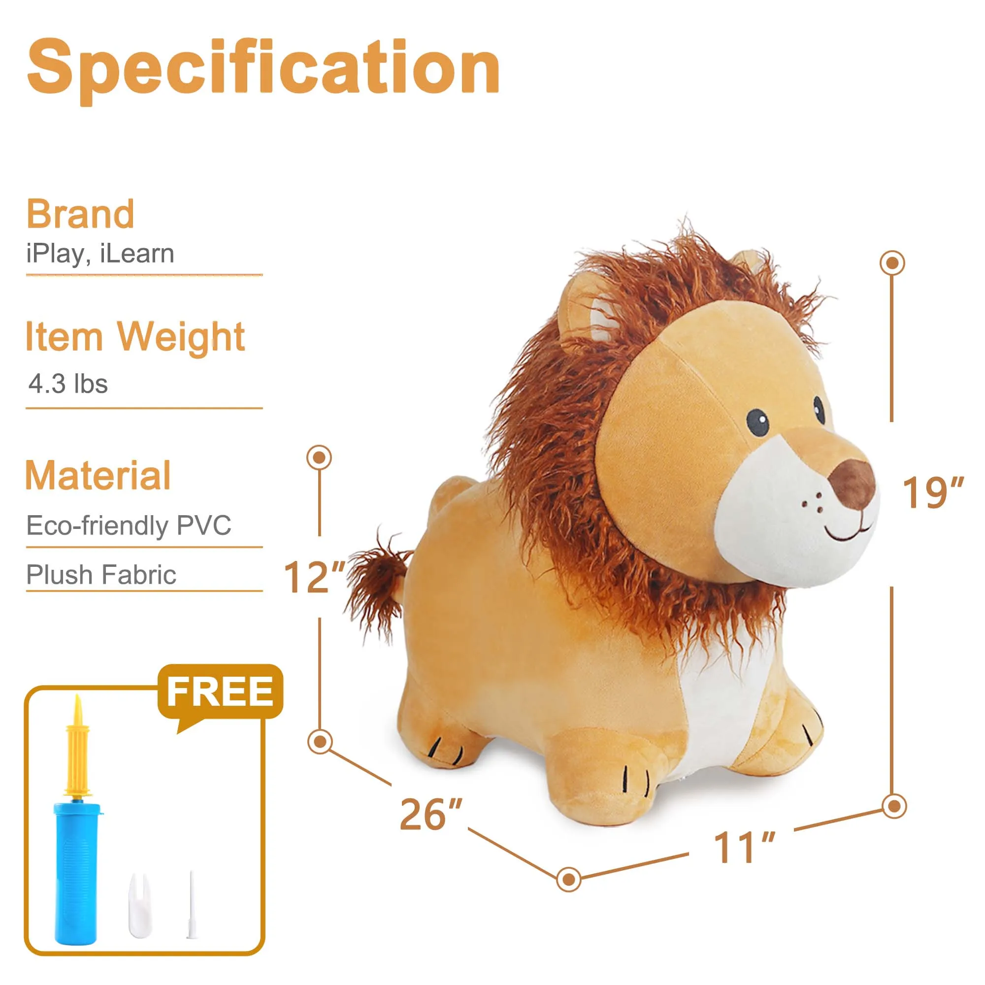 Lion Copains Sauteurs Cheval Peluche Jouets Animaux Bondissants