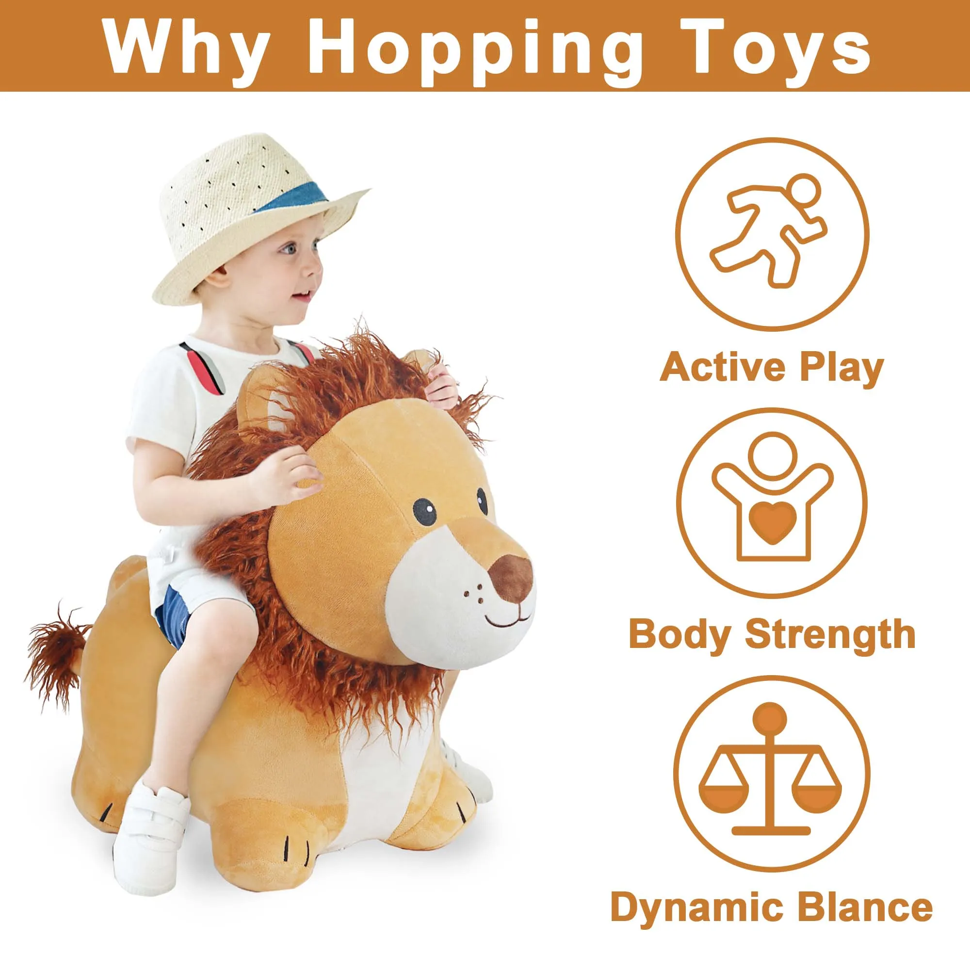 Lion Copains Sauteurs Cheval Peluche Jouets Animaux Bondissants