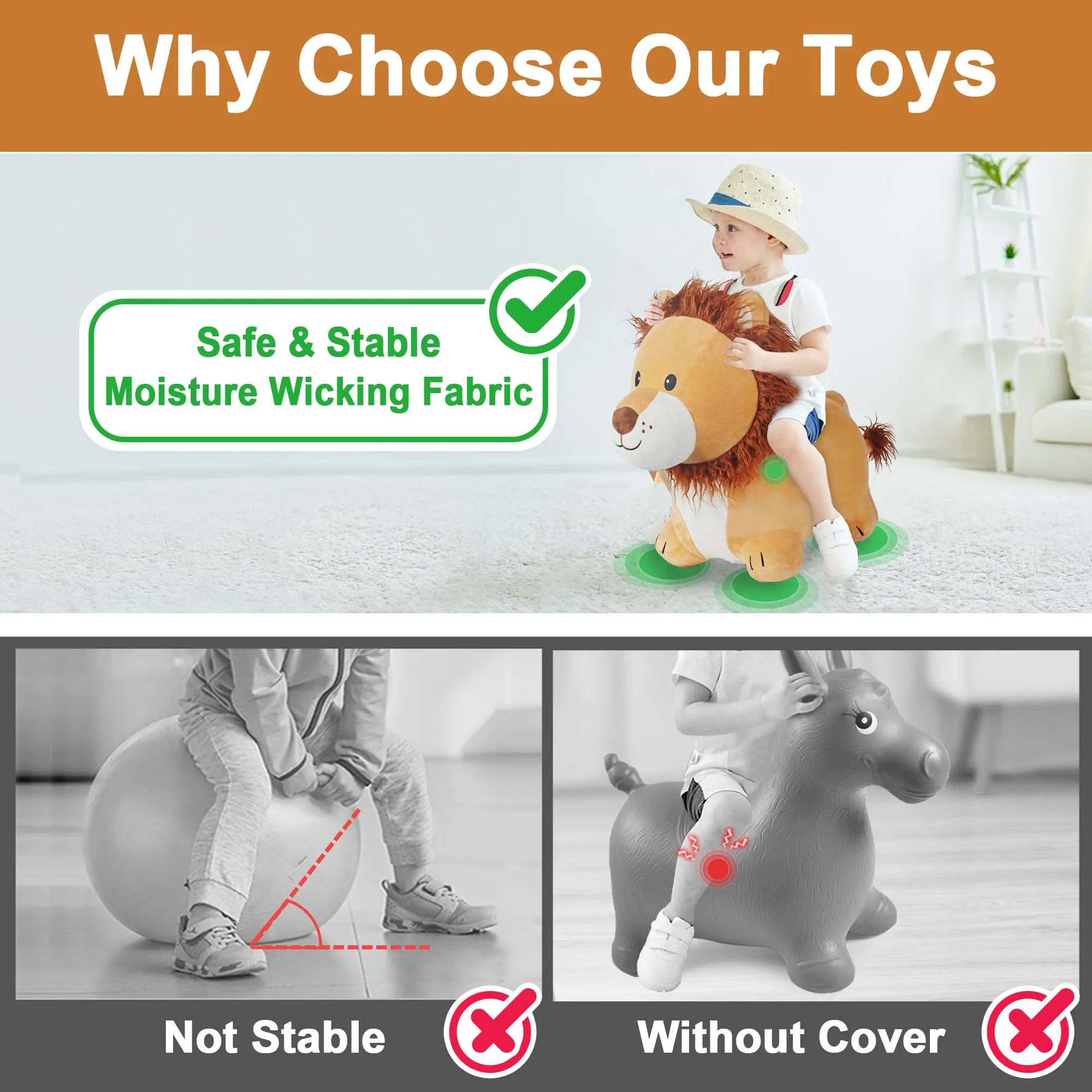 Lion Copains Sauteurs Cheval Peluche Jouets Animaux Bondissants