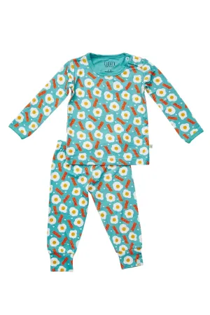 Long Sleeve Pajama Set - Bacon & Eggs Blue Babykids_Clover-Baby-Kids