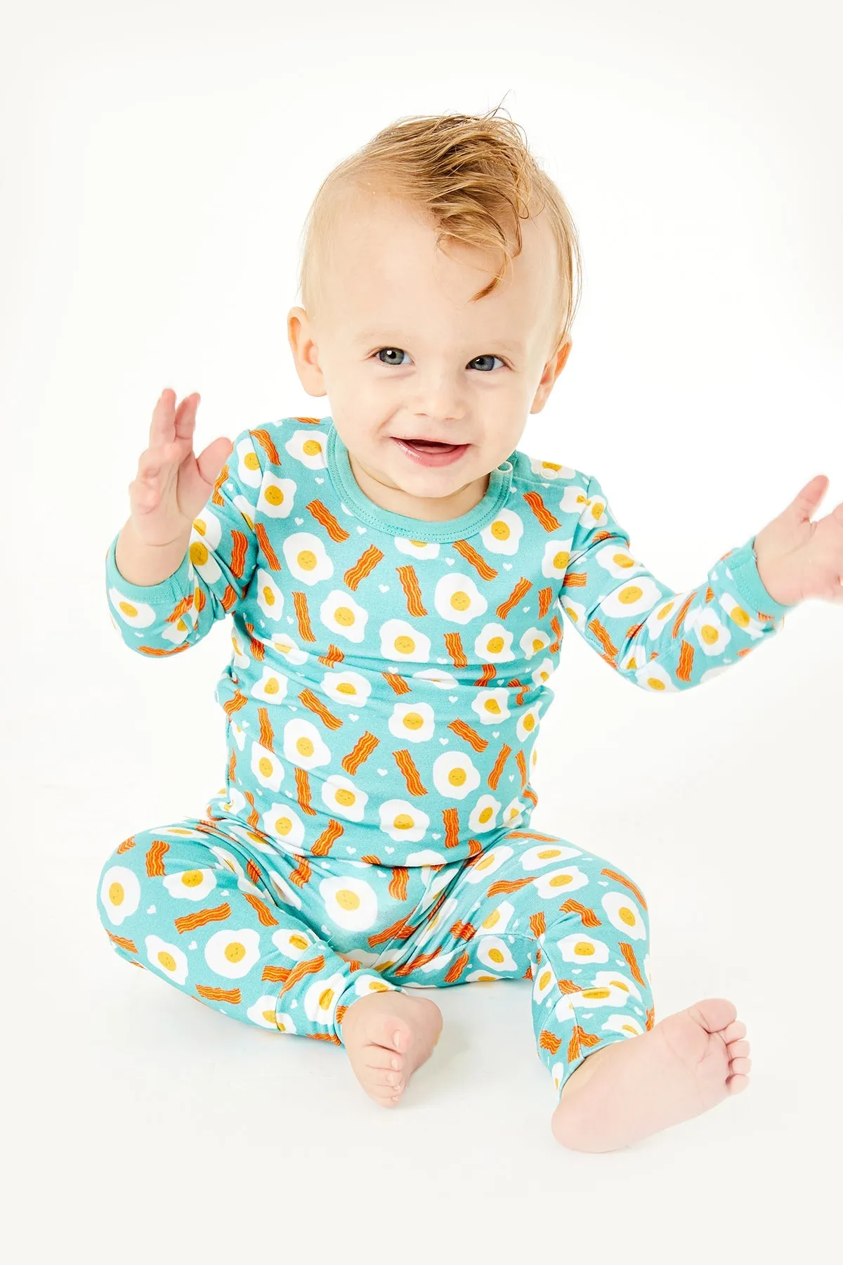 Pyjama à Manches Longues - Bacon & Oeufs Bleu Babykids_Clover-Baby-Kids