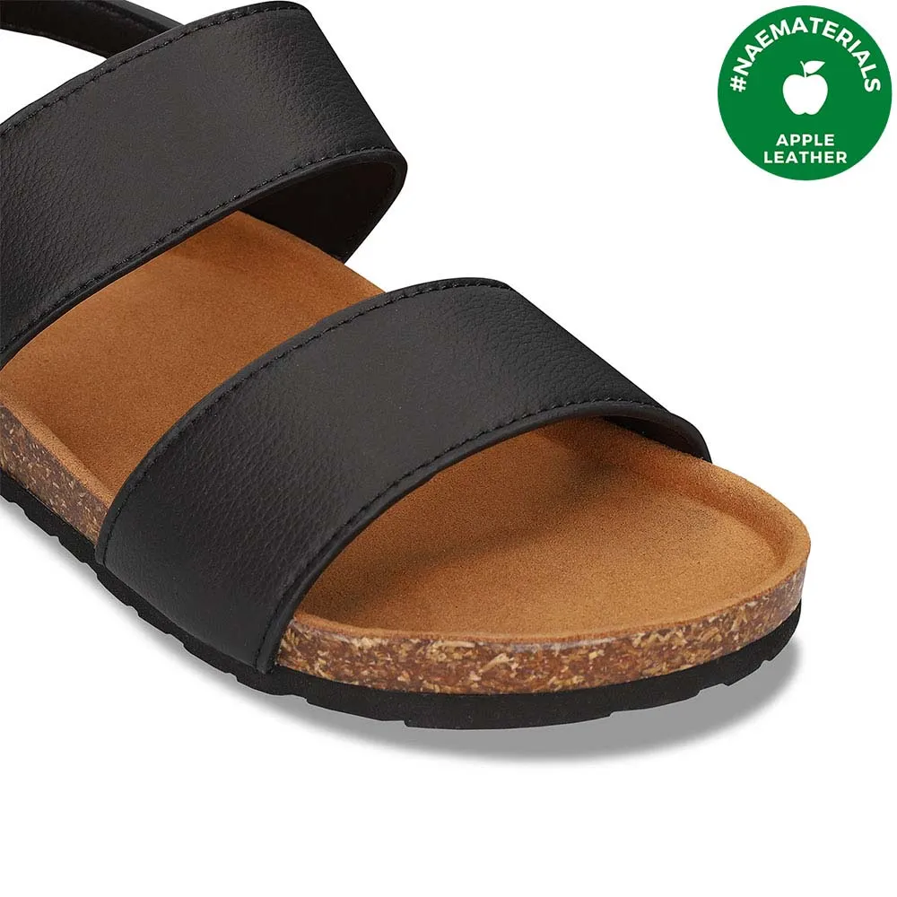 Sandales unisexes vegan en cuir de pomme Mak | Noir