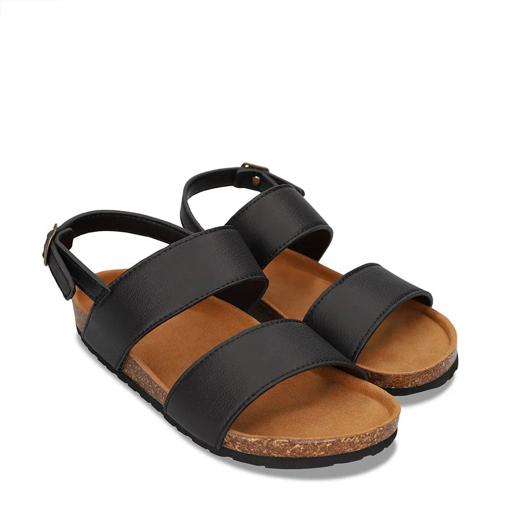 Sandales unisexes vegan en cuir de pomme Mak | Noir
