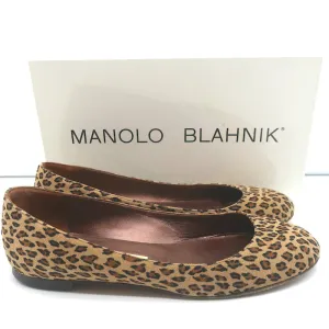 Manolo Blahnik Tere Leopard Print Ballet Flats Brown Size 38