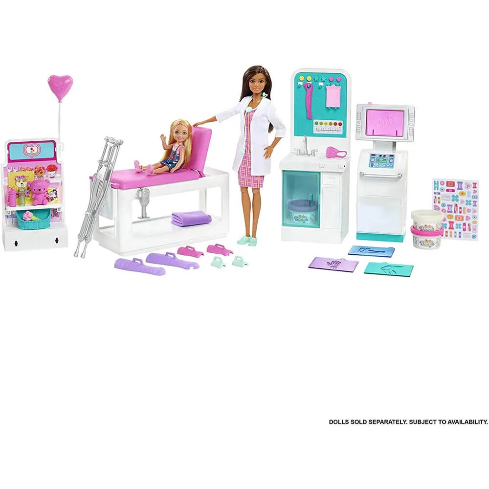 Mattel Toys Barbie Fast Cast Clinic Playset avec Poupée Docteur Barbie Brune