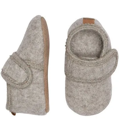Melton : Pantoufles Classiques pour Enfants en Laine - Beige
