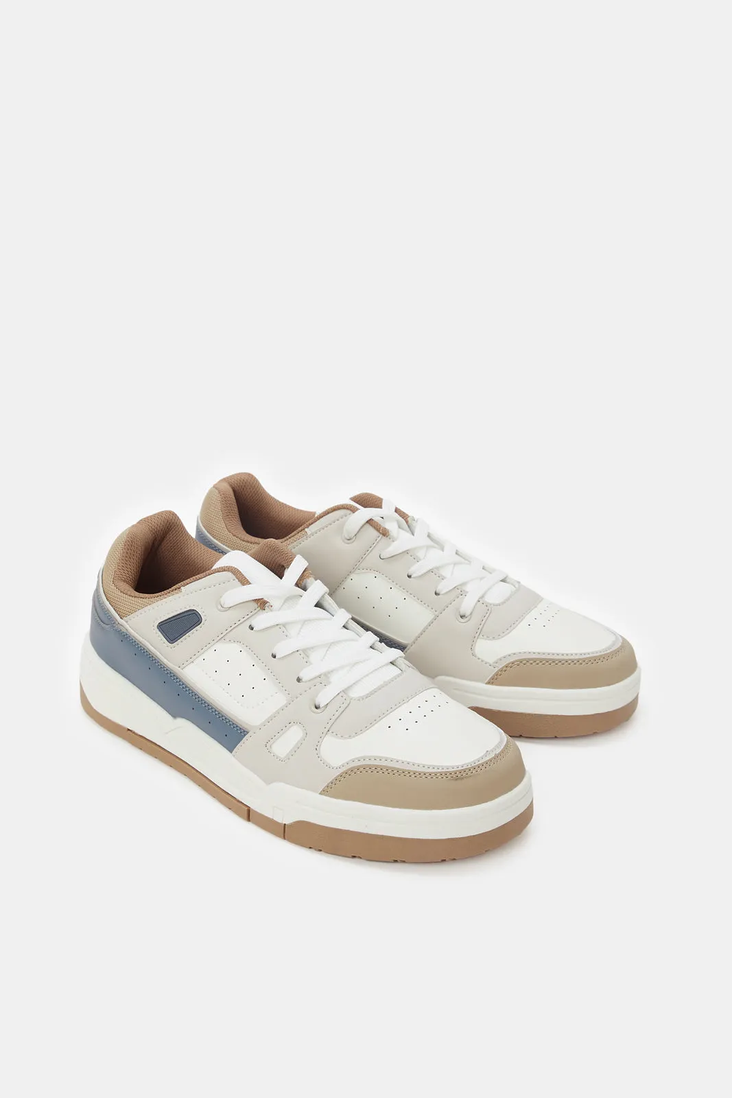 Chaussures de skate à motifs beige pour hommes