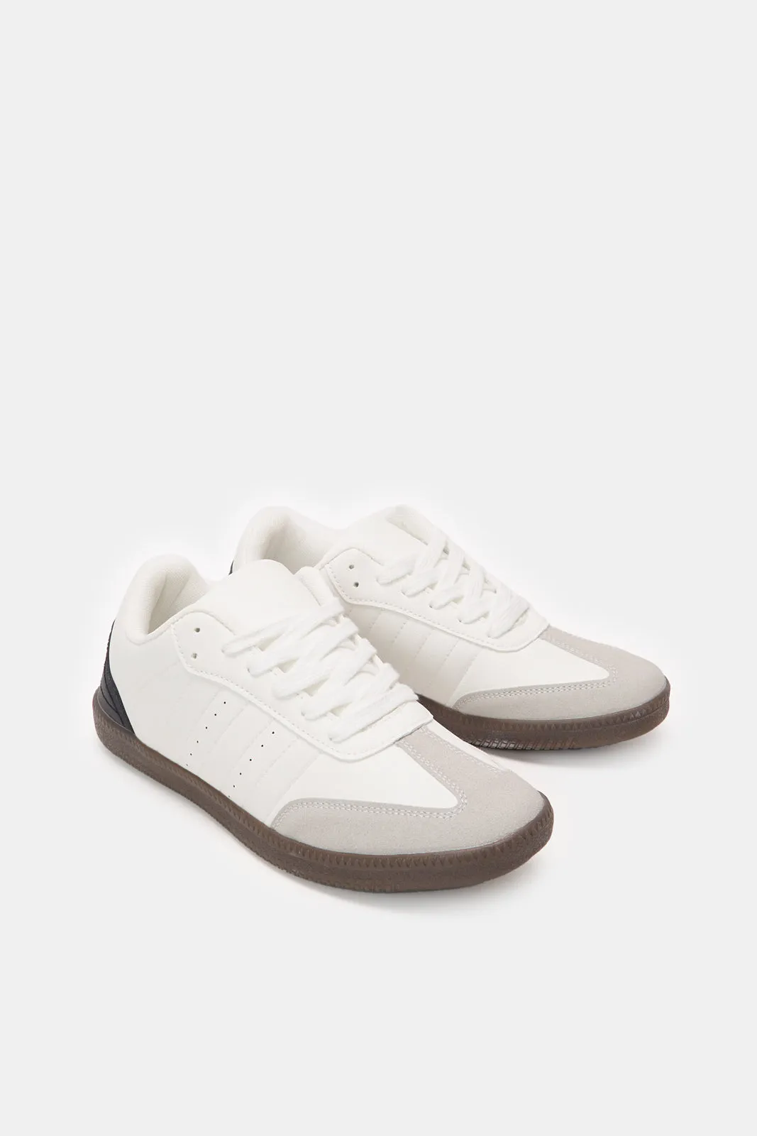 Baskets à bloc en matière beige pour homme