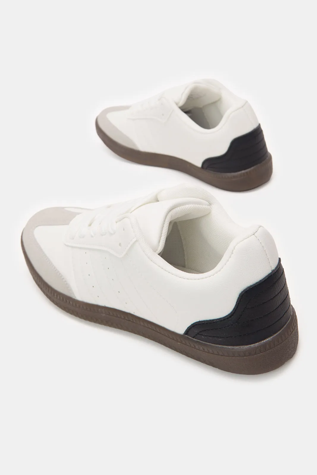 Baskets à bloc en matière beige pour homme