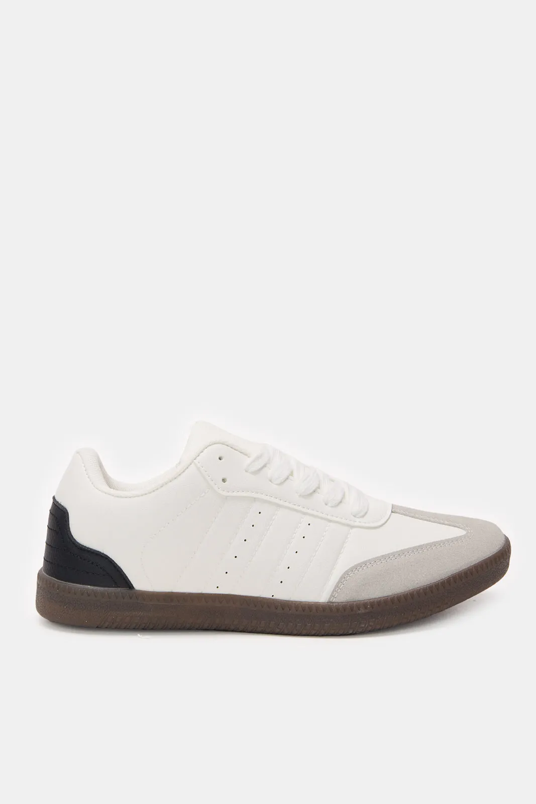 Baskets à bloc en matière beige pour homme
