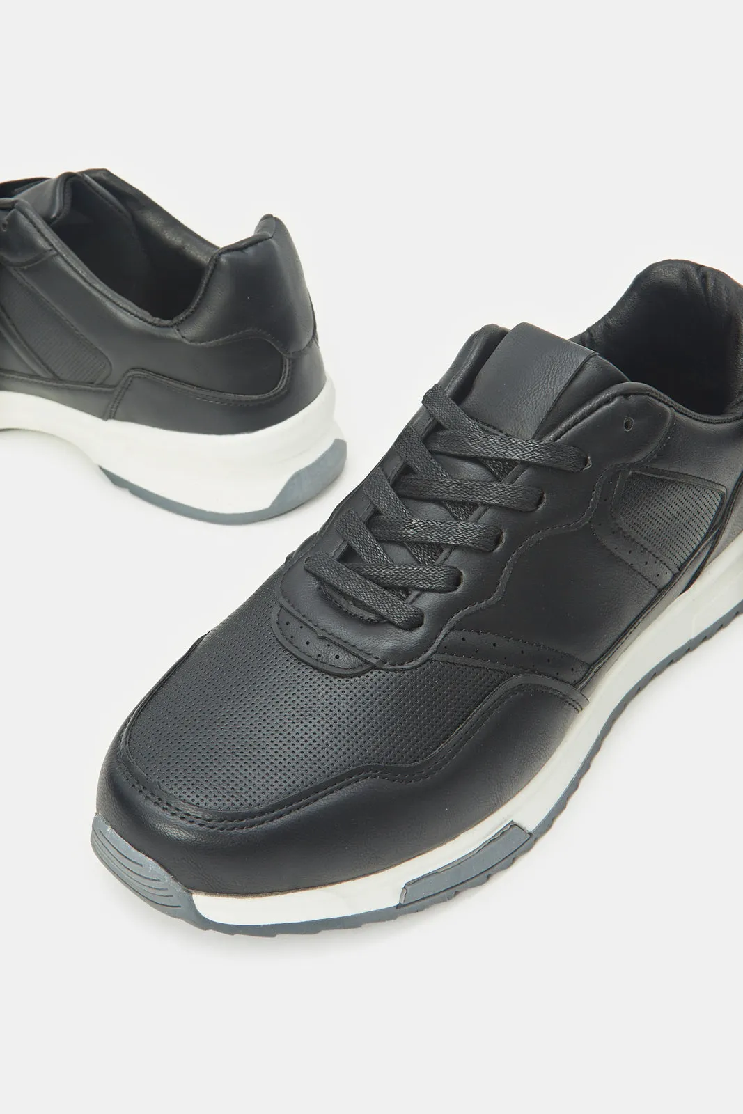 Baskets Homme Noir en Matériau Bloc