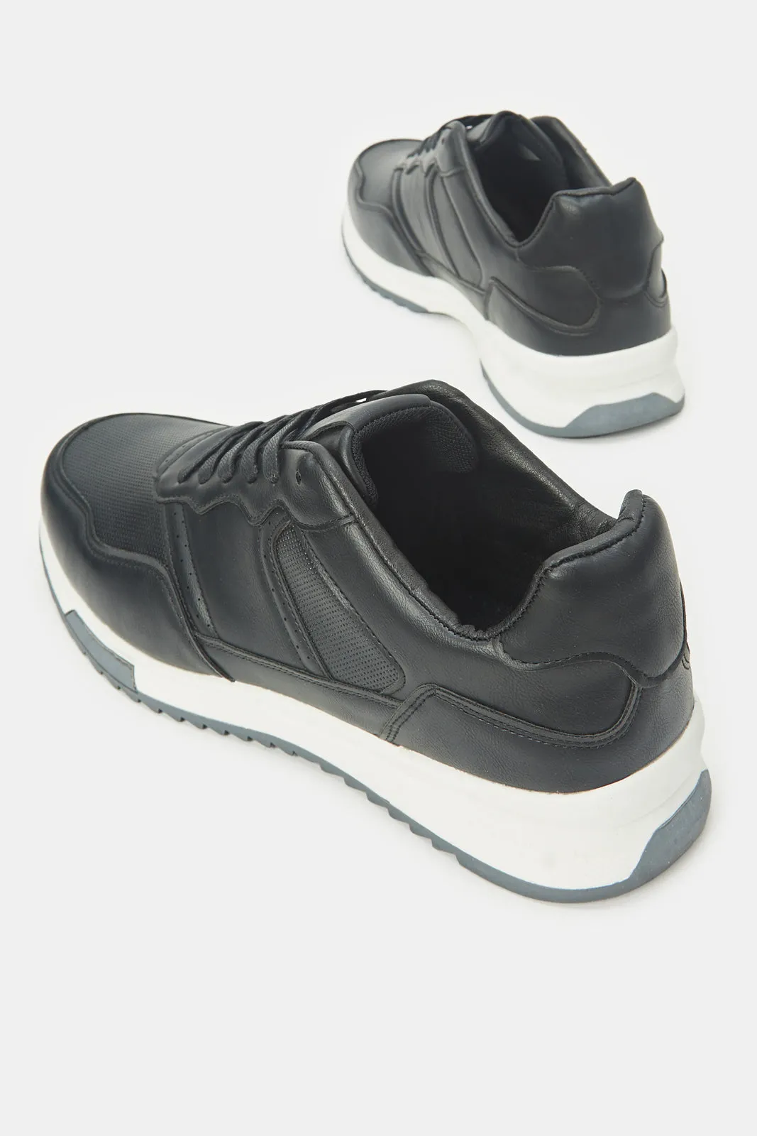 Baskets Homme Noir en Matériau Bloc