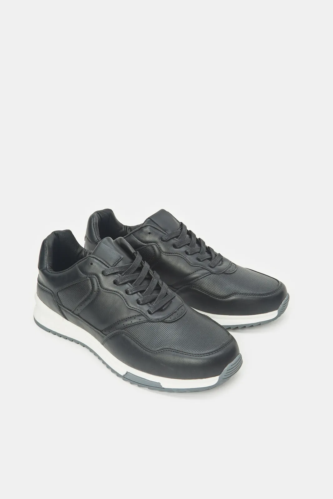 Baskets Homme Noir en Matériau Bloc