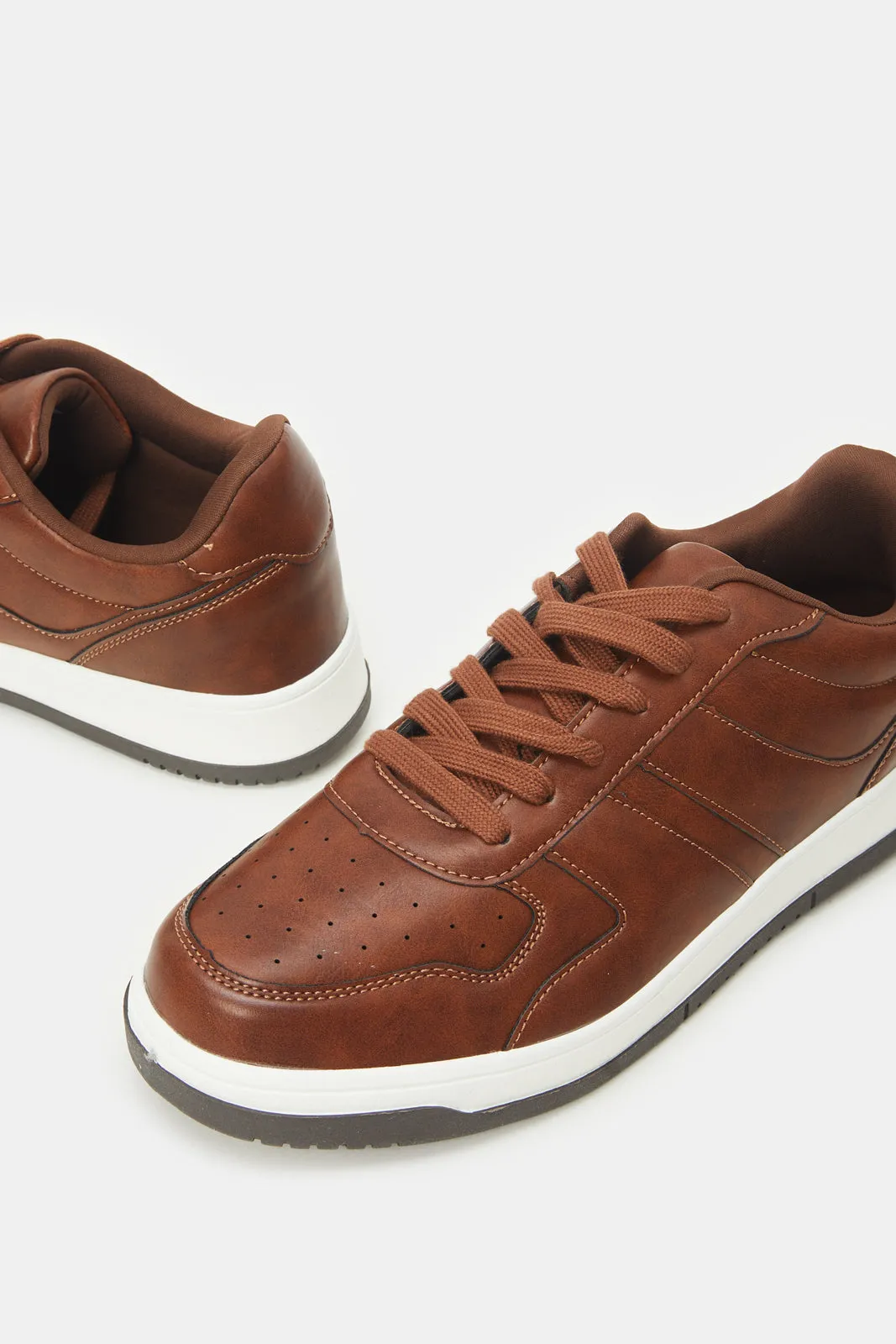 Chaussures de skate en bloc de matière marron pour hommes