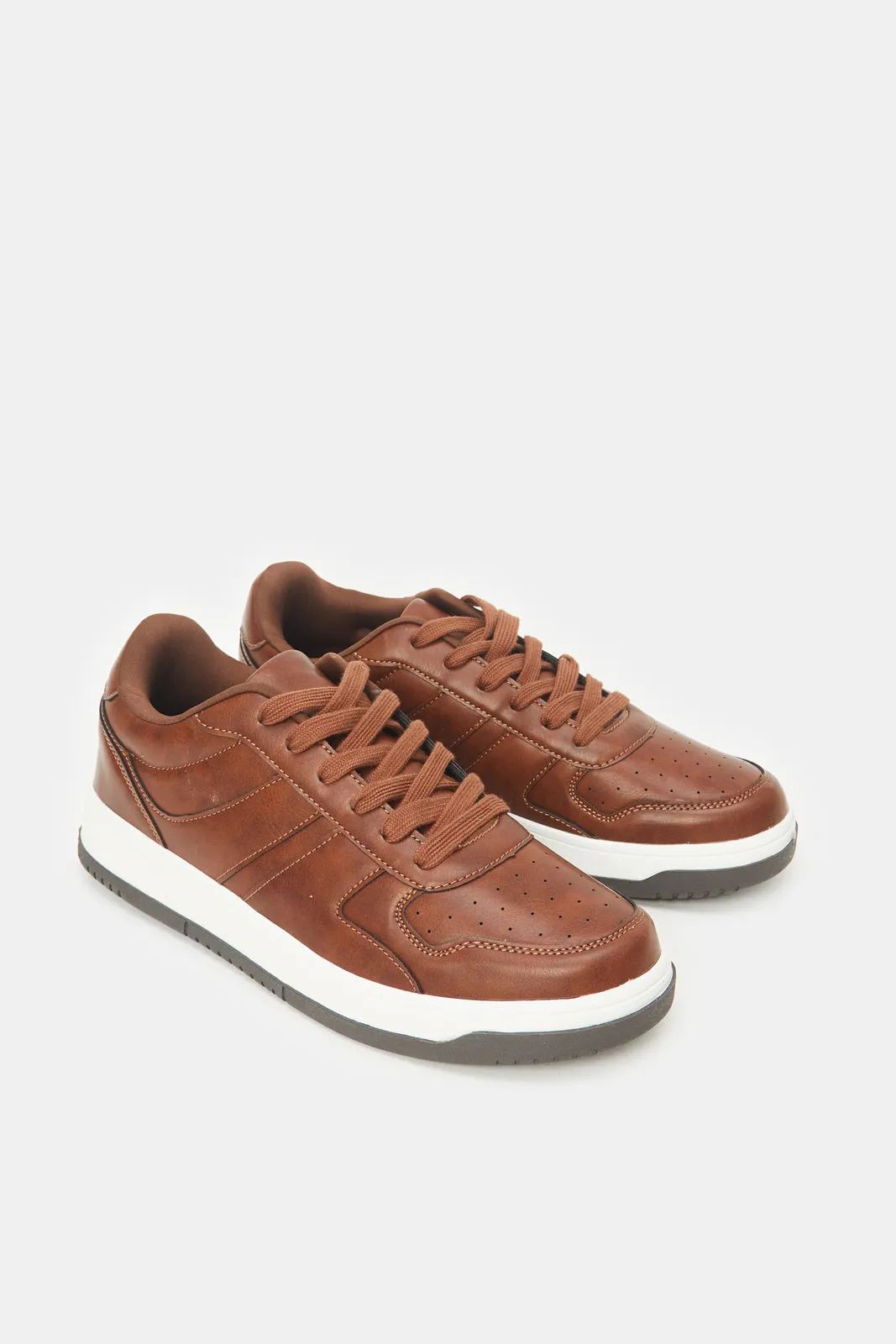 Chaussures de skate en bloc de matière marron pour hommes