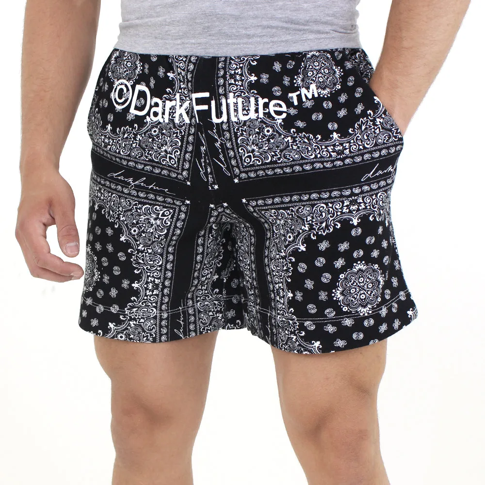 Short en coton imprimé partout pour homme, Noir