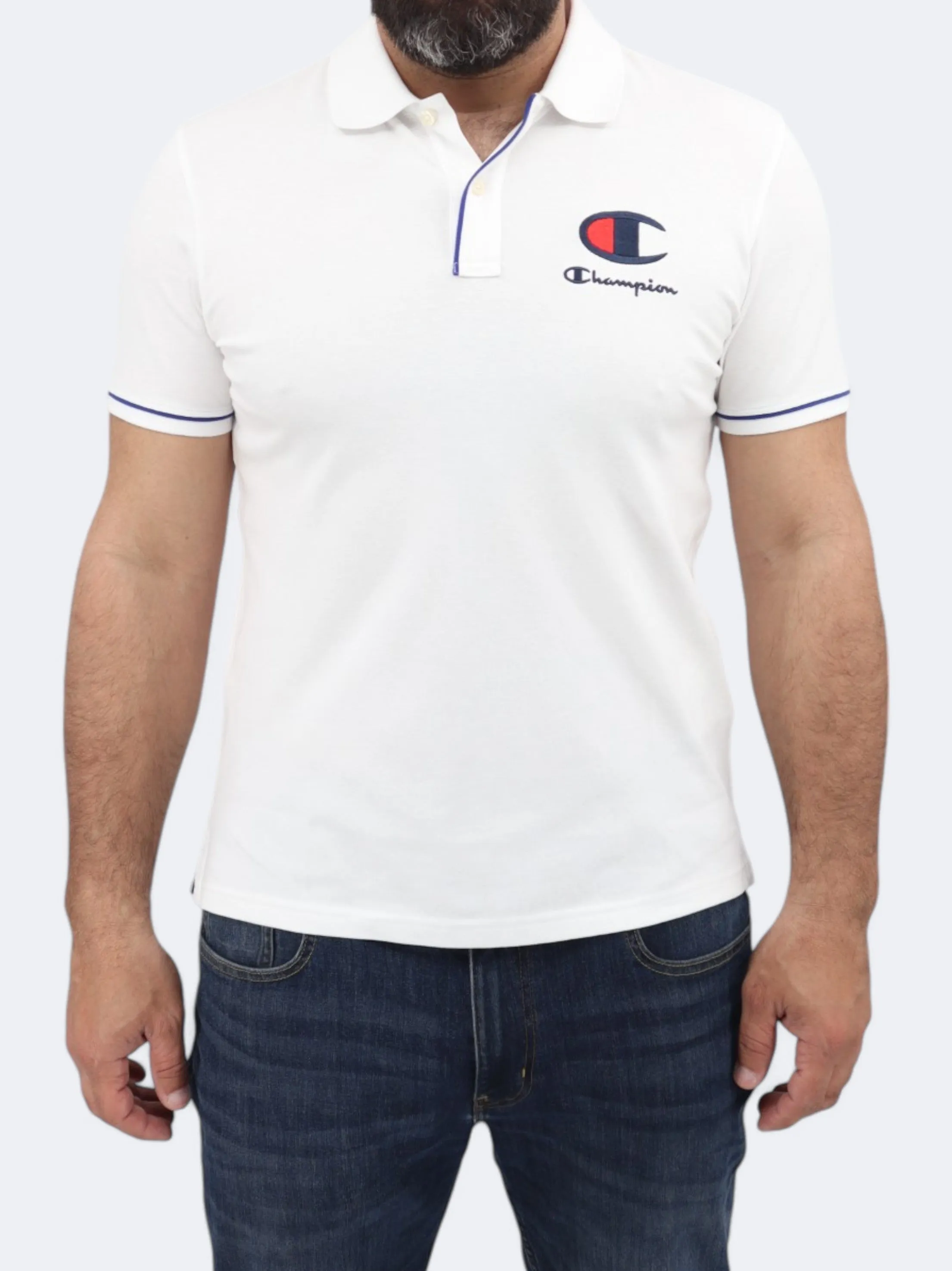 Polo Homme Brodé au Logo de Marque, Blanc