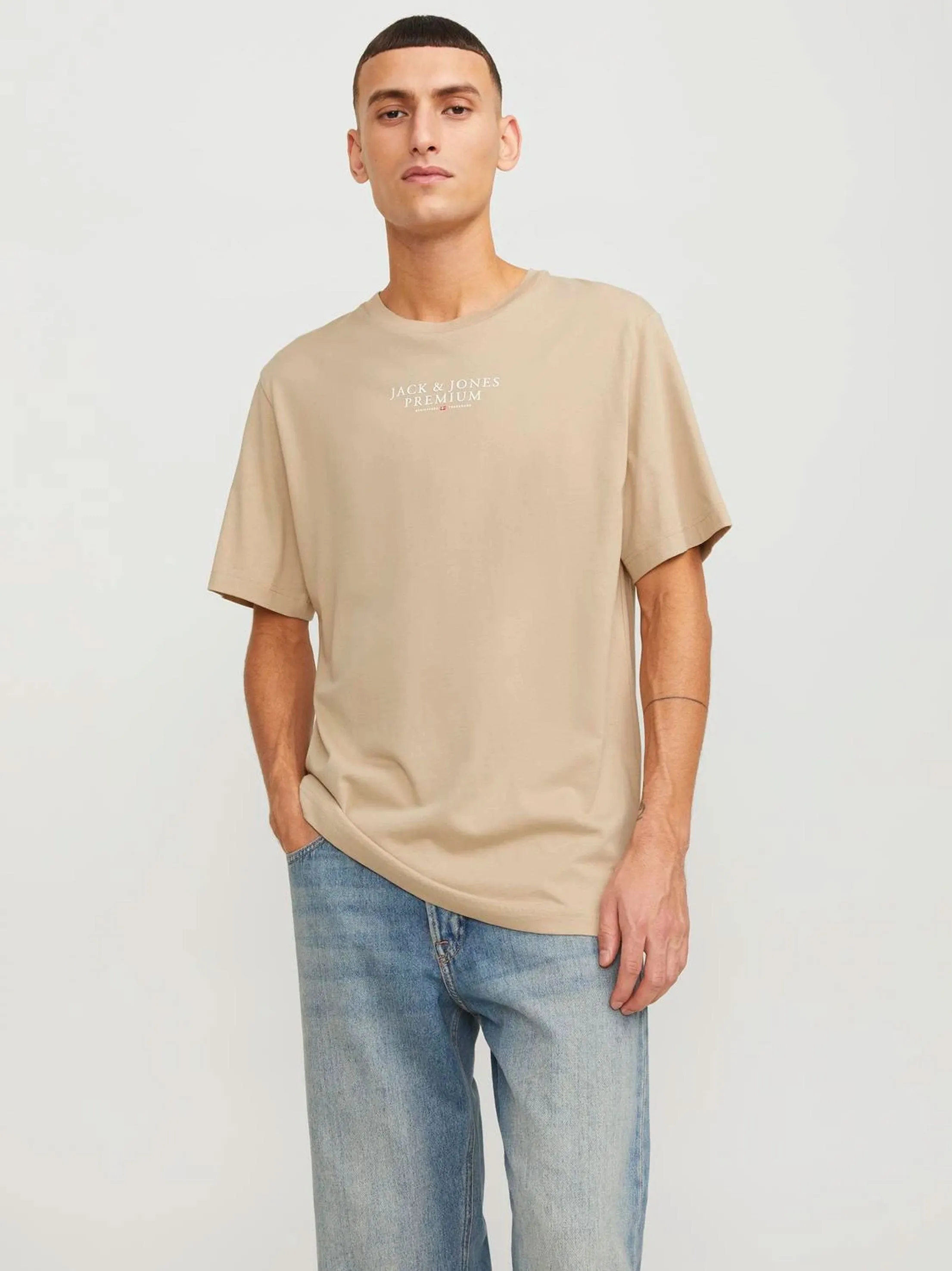 T-shirt Homme avec Logo de Marque Imprimé, Beige
