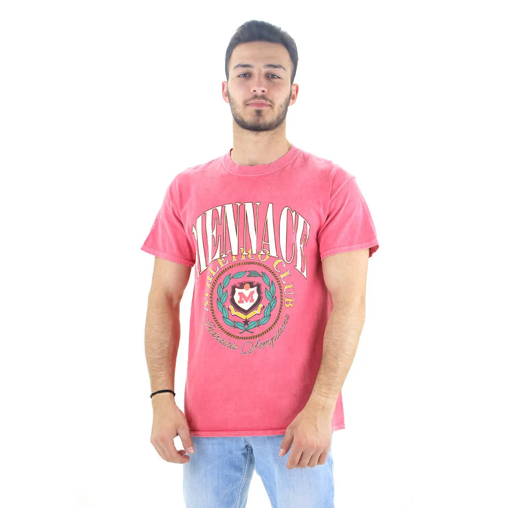 T-shirt Homme Col Ras du Cou avec Imprimé Graphique, Rose