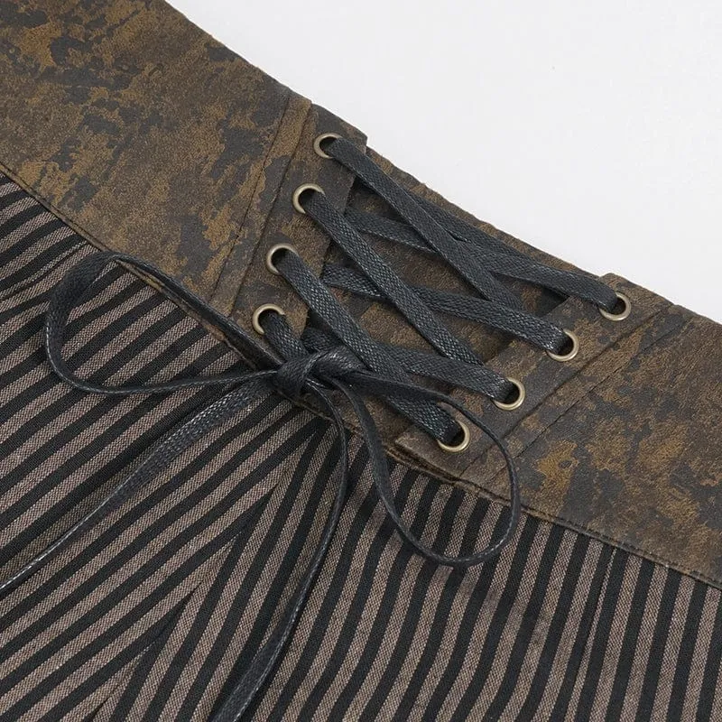 Pantalon Gothique pour Homme en Simili-Cuir à Rayures