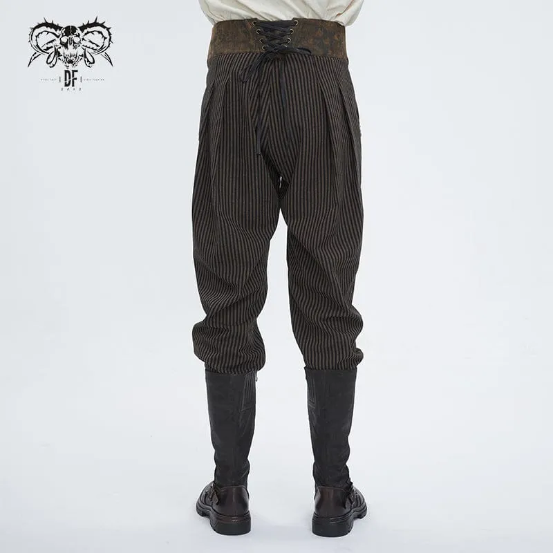 Pantalon Gothique pour Homme en Simili-Cuir à Rayures