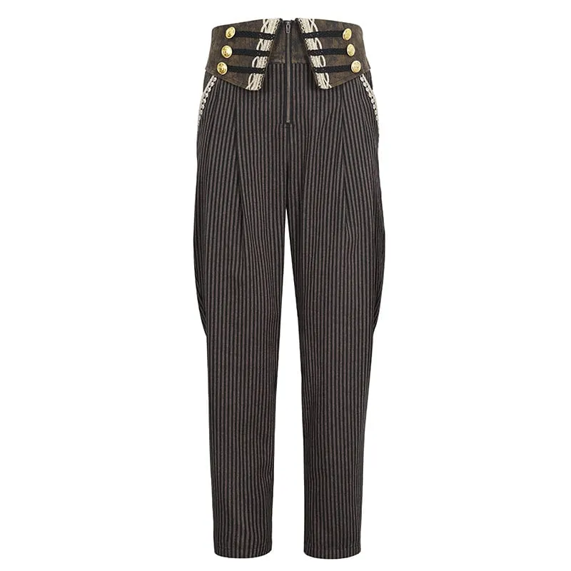 Pantalon Gothique pour Homme en Simili-Cuir à Rayures