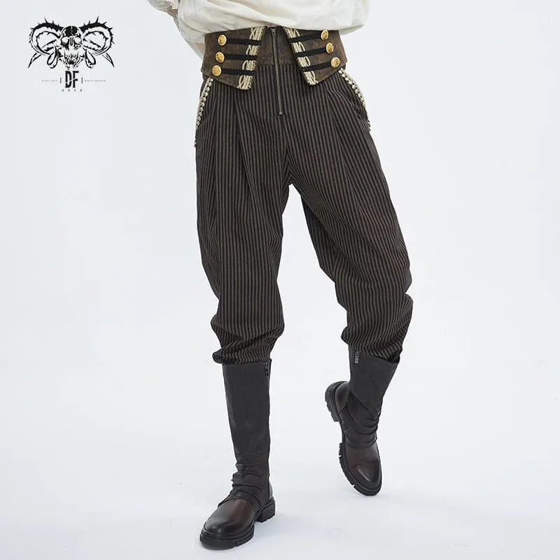 Pantalon Gothique pour Homme en Simili-Cuir à Rayures