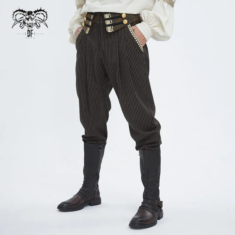 Pantalon Gothique pour Homme en Simili-Cuir à Rayures