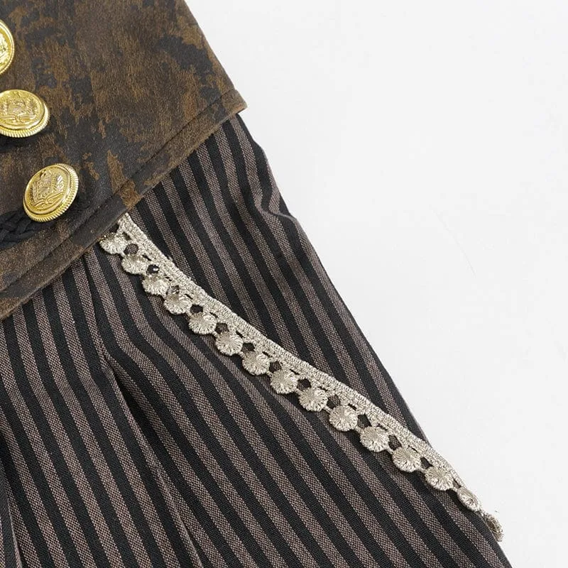 Pantalon Gothique pour Homme en Simili-Cuir à Rayures