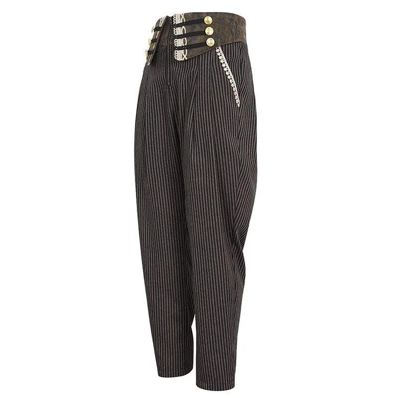Pantalon Gothique pour Homme en Simili-Cuir à Rayures