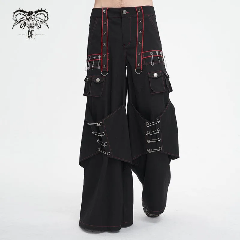 Pantalon évasé à clous gothique pour homme