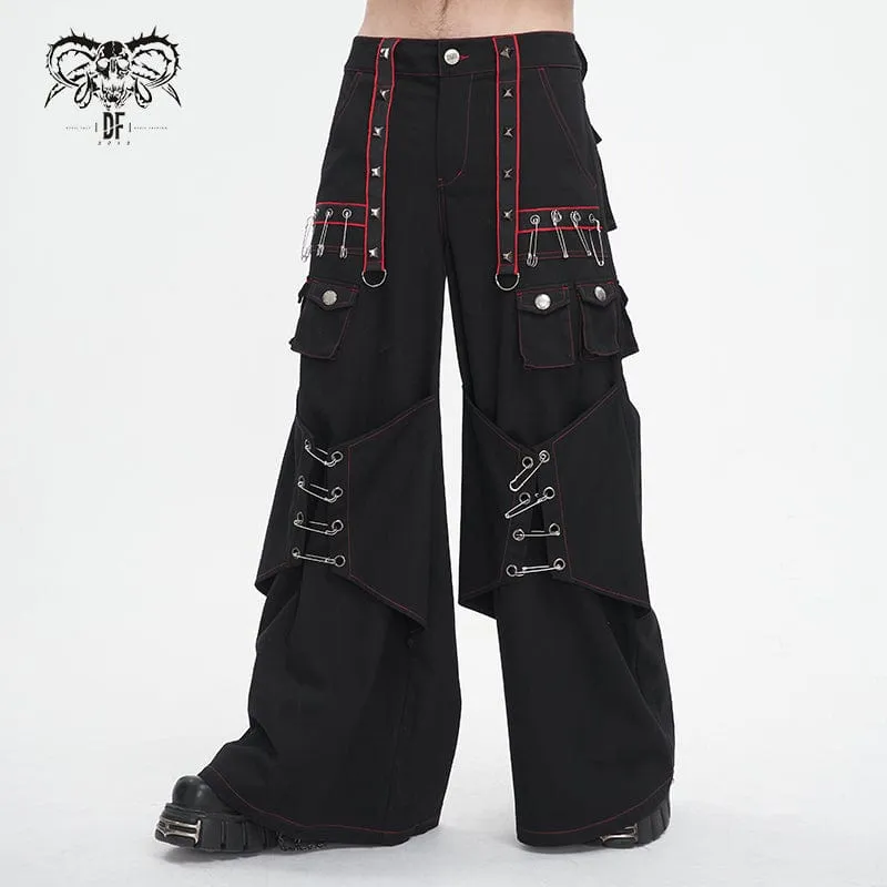Pantalon évasé à clous gothique pour homme
