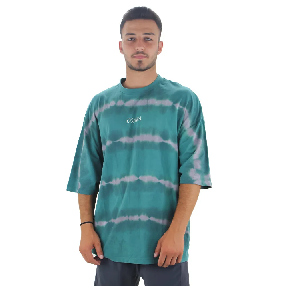 T-shirt en coton oversize tie-dye pour homme, vert