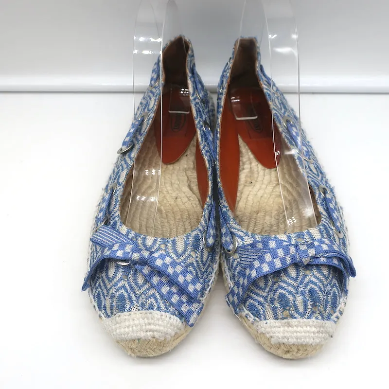Missoni Escarpins à Lacets Espadrilles Bleu/Blanc Taille 39