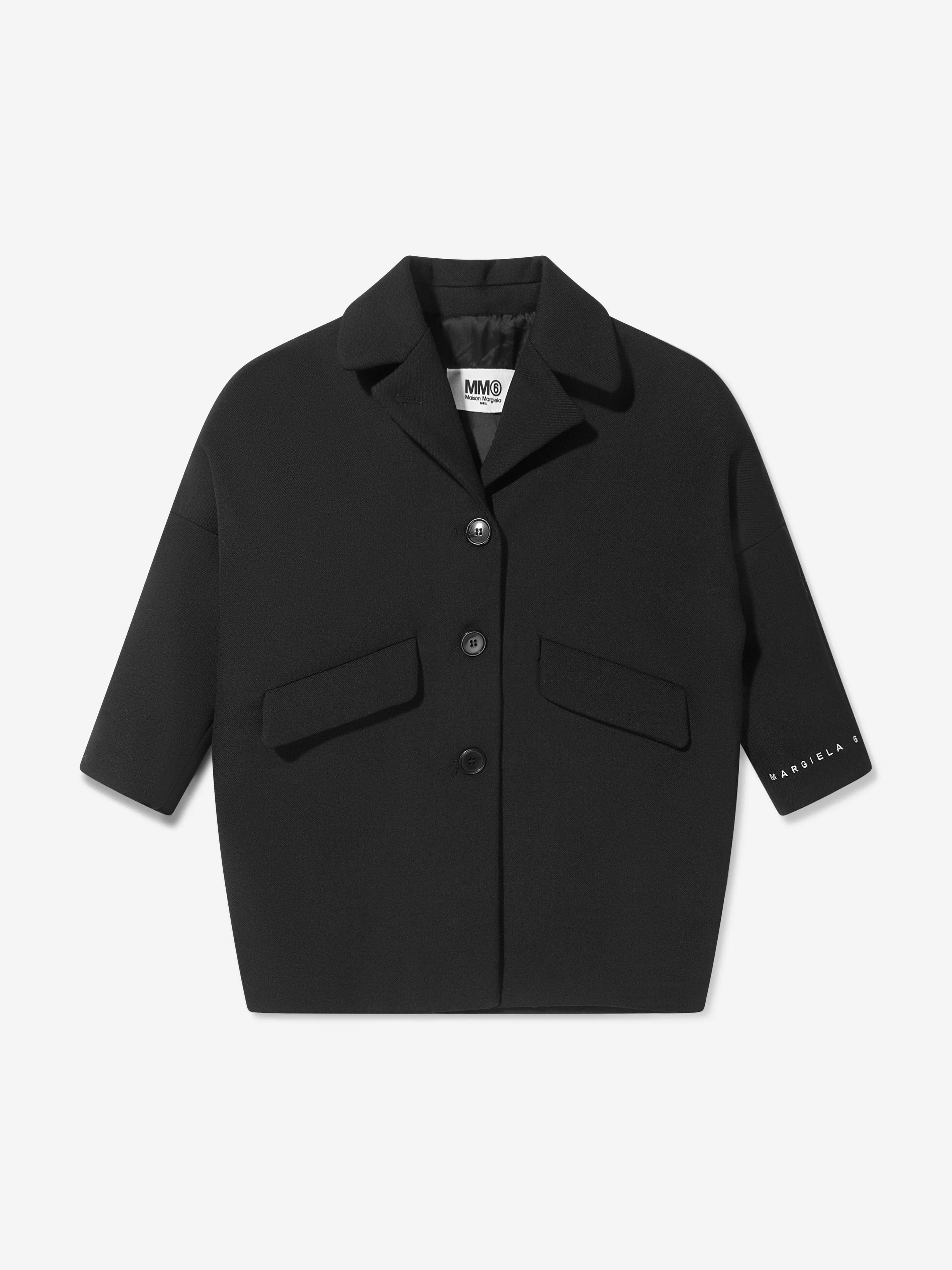 MM6 Maison Margiela Enfants Manteau en Laine avec Logo au Dos