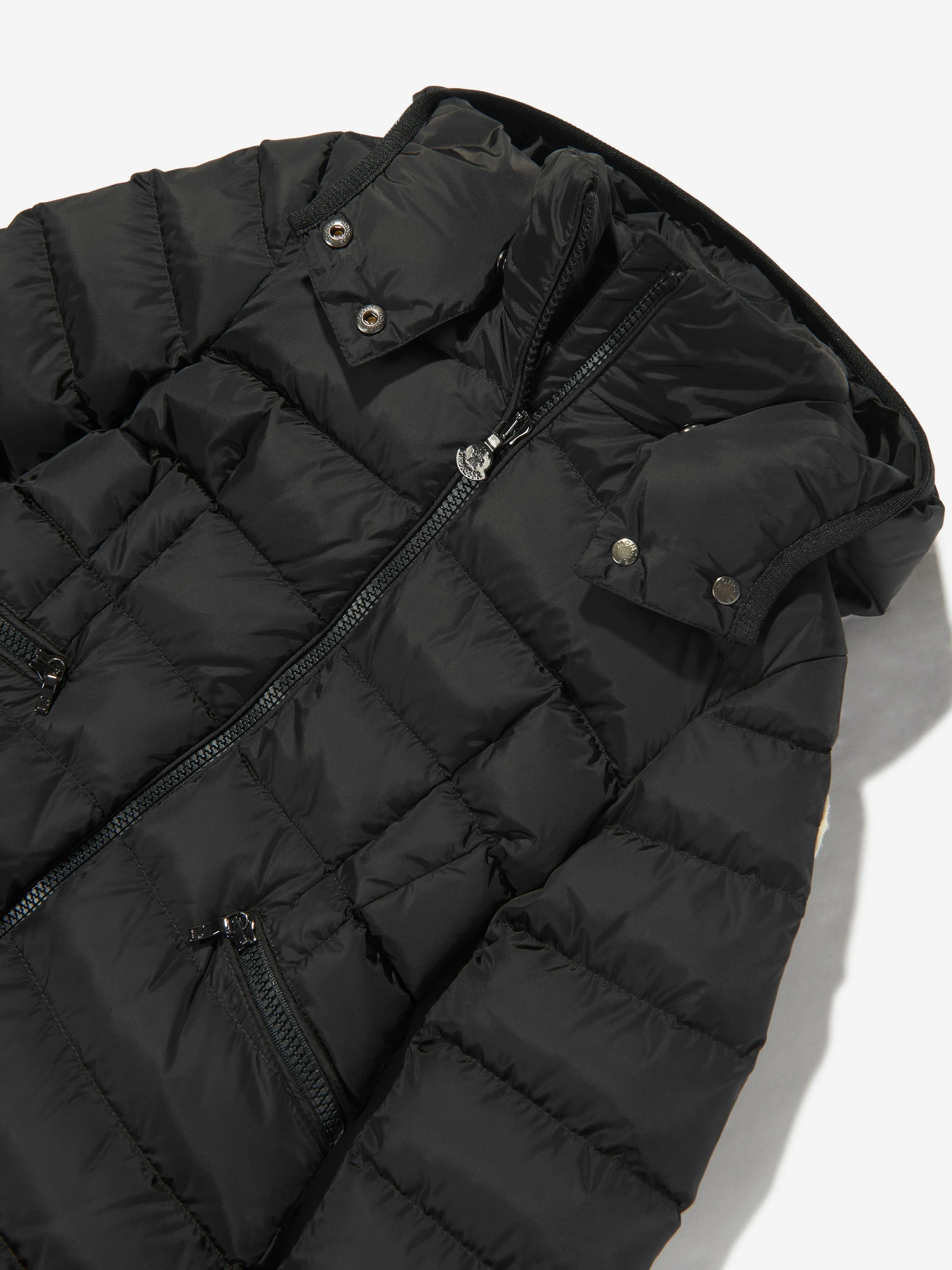Moncler Enfant Veste Longue Matelassée en Duvet Charpal pour Fille en Noir