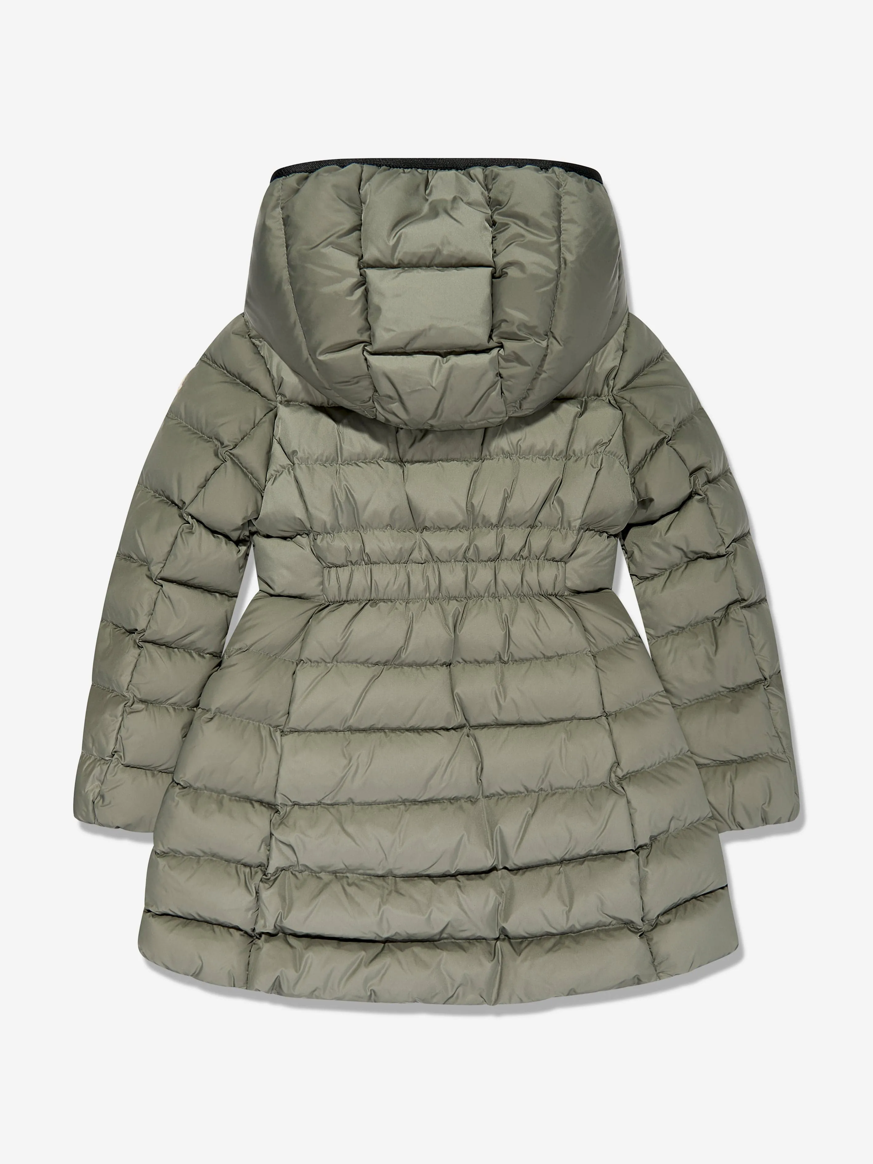 Moncler Enfant Veste Longue Matelassée à Capuche en Duvet pour Fille en Vert