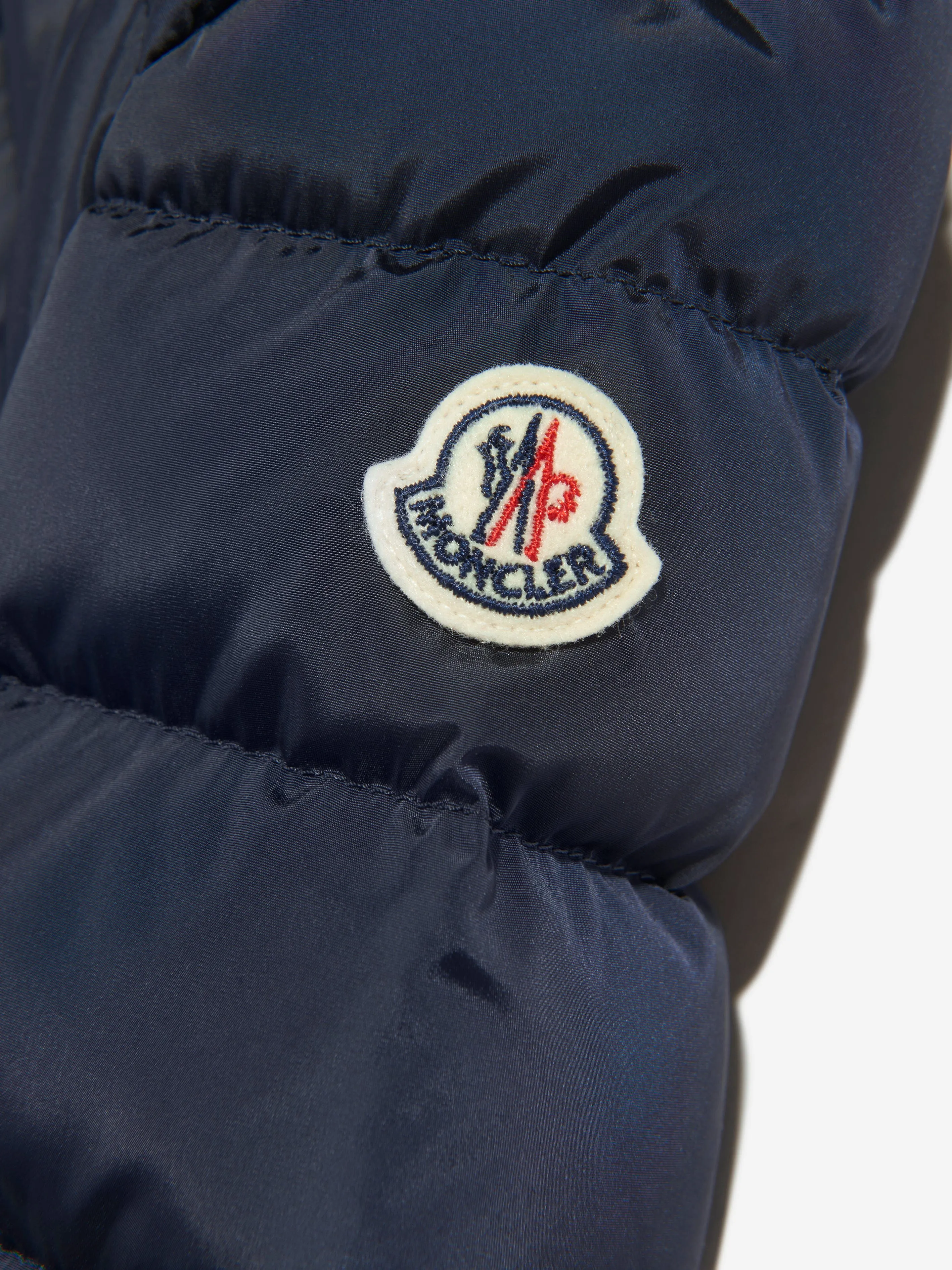 Moncler Enfant Manteau Long Matelassé en Duvet pour Filles en Bleu Marine