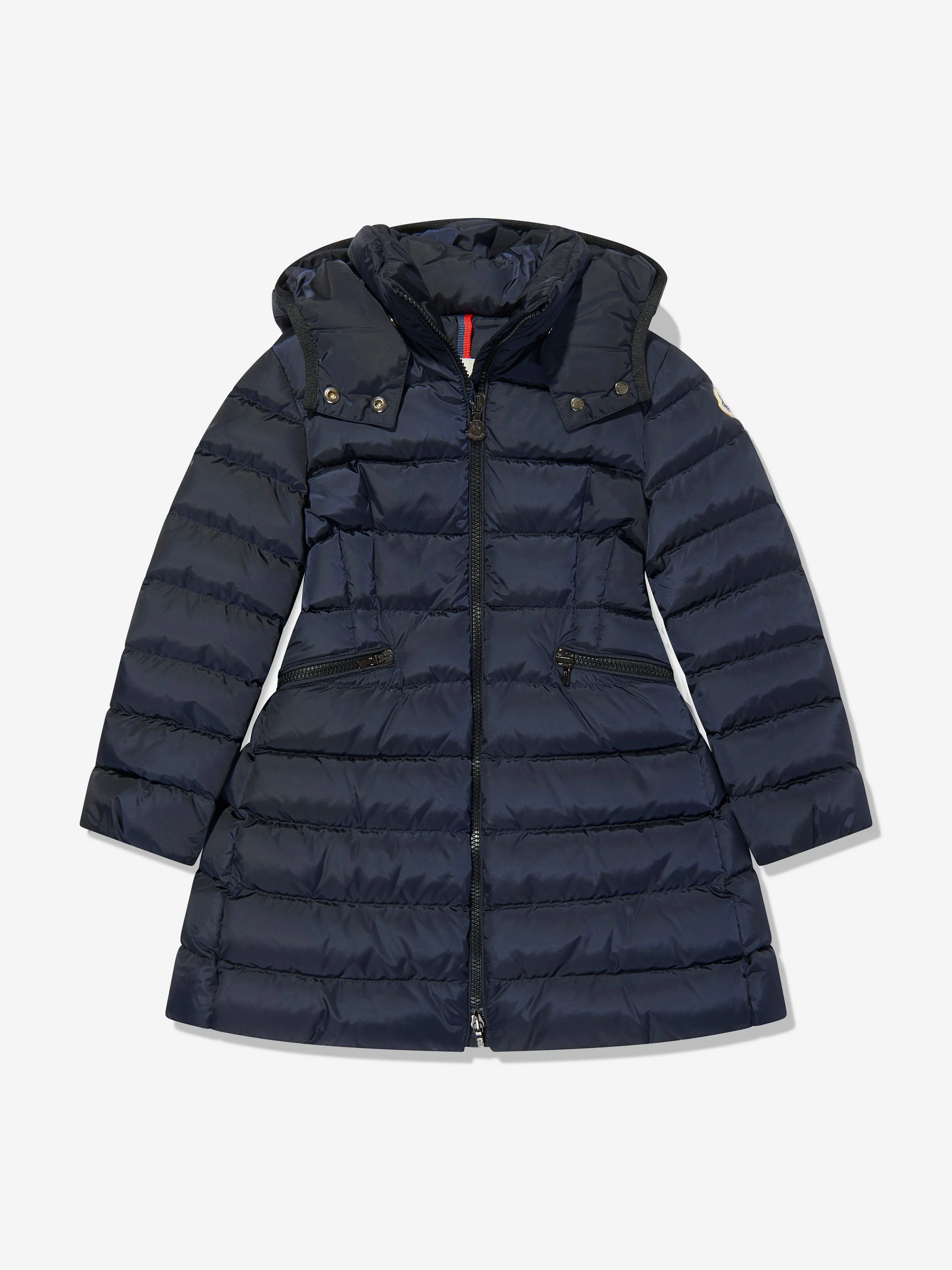 Moncler Enfant Manteau Long Matelassé en Duvet pour Filles en Bleu Marine