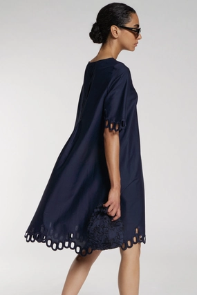 Navy Laser Cut Out Dress